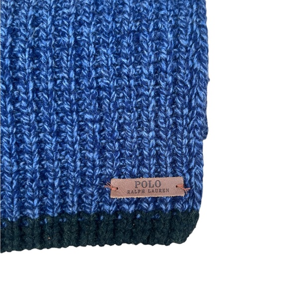 Polo Ralph Lauren Men’s Soft Blue Wool Scarf Muffler Winter Accessory EUC - Picture 2 of 5
